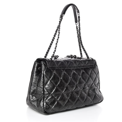 Chanel Metallic Aged Calfskin Quilted Large Pondichery Flap Dark Grey 4 of 10