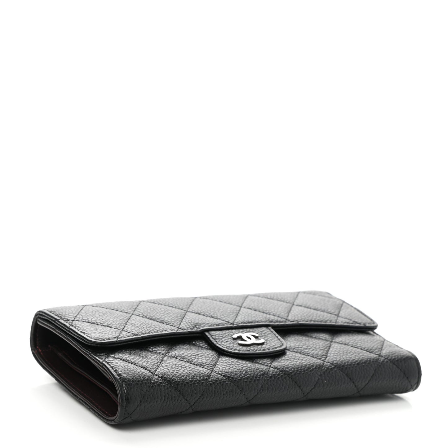 Caviar Quilted Large Flap Wallet Black