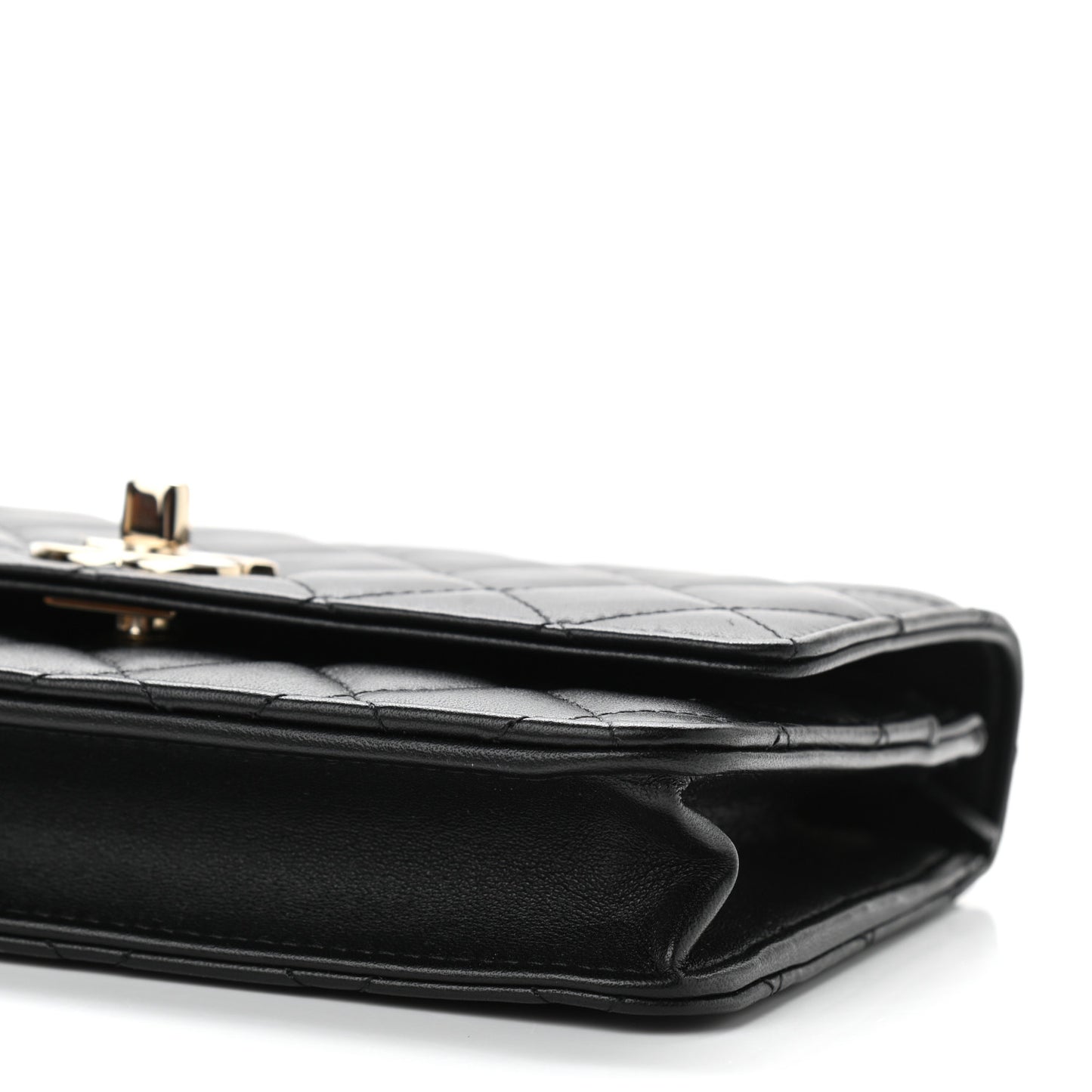 Lambskin Quilted Trendy CC Wallet On Chain WOC Black