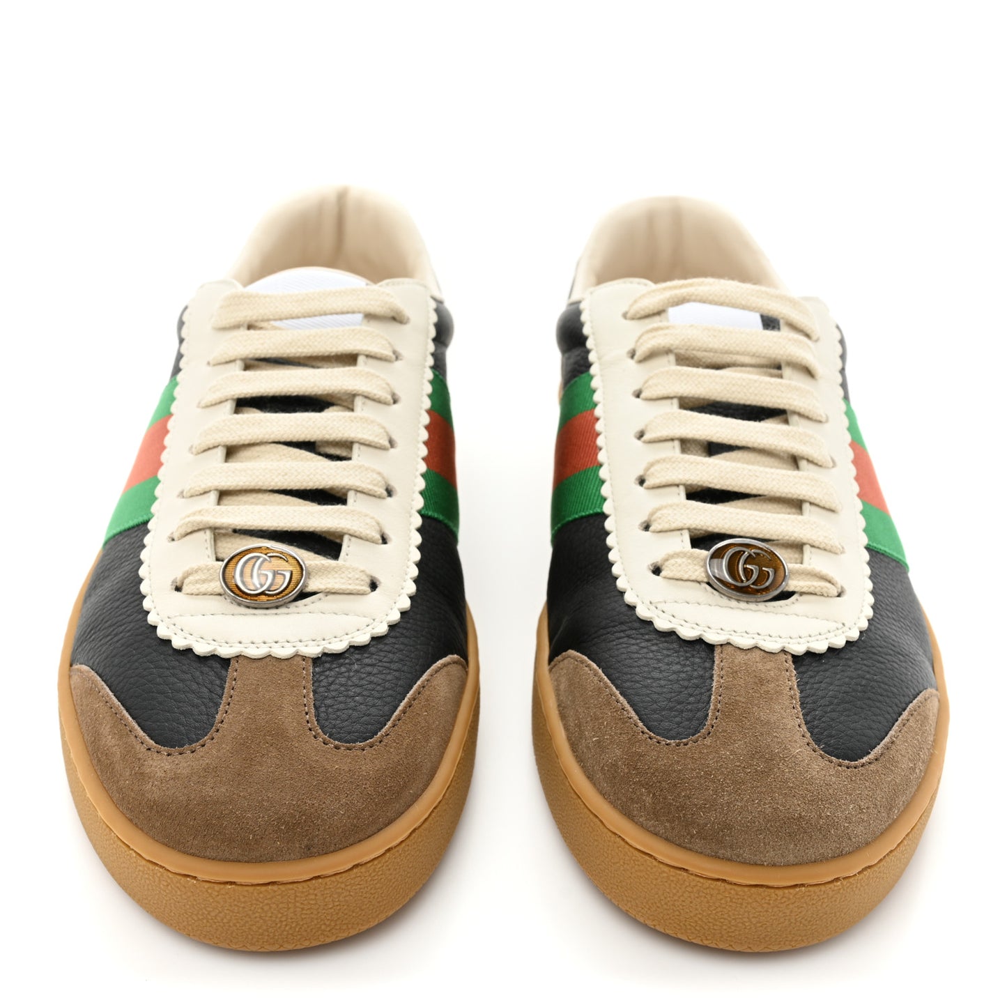 Calfskin Suede Web Mens G74 Sneakers 8.5 Ardesia Black New Mystic White
