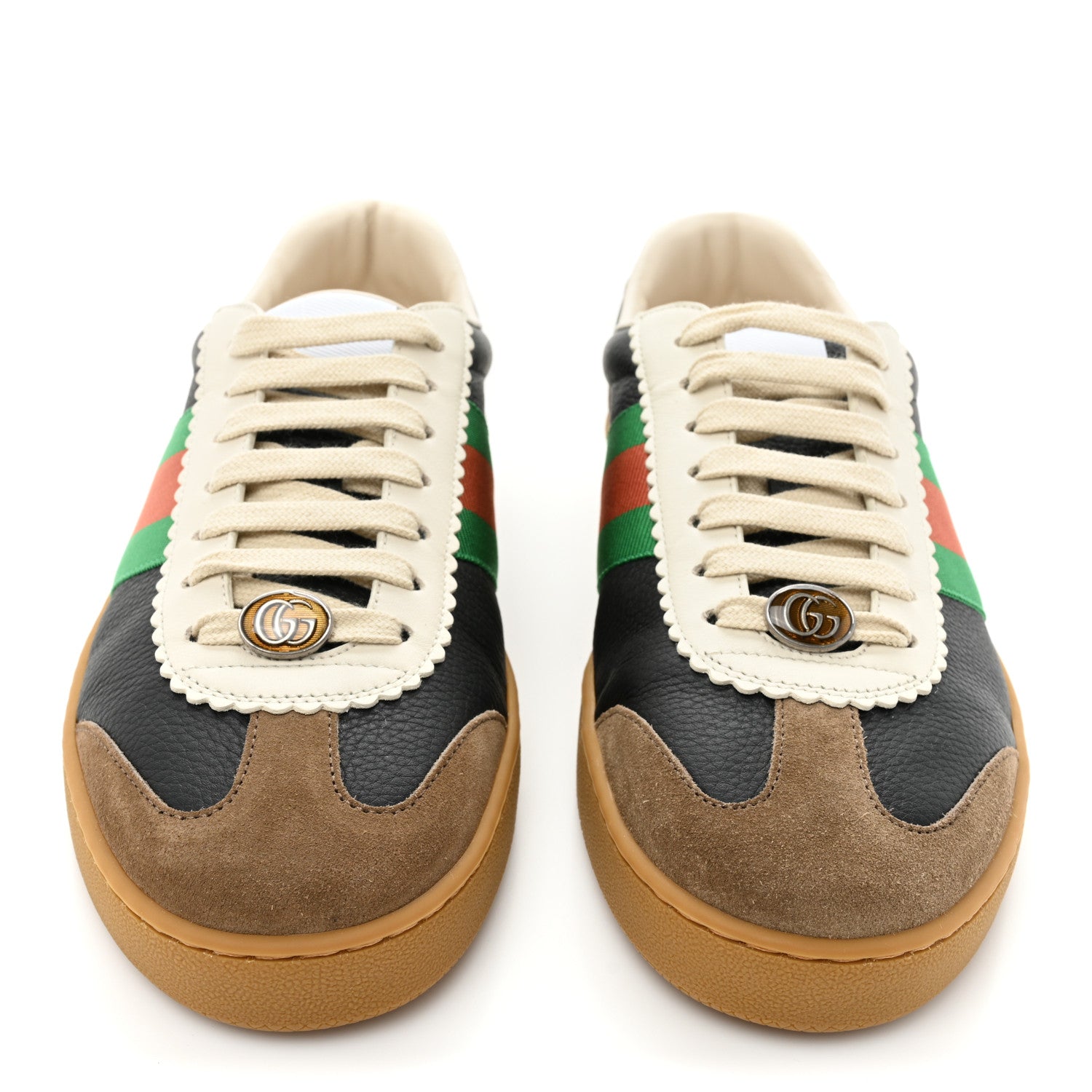 Gucci Calfskin Suede Web Mens G74 Sneakers 8.5 Ardesia Black New Mystic White 2 of 10