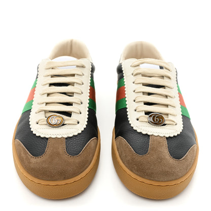 Gucci Calfskin Suede Web Mens G74 Sneakers 8.5 Ardesia Black New Mystic White 2 of 10