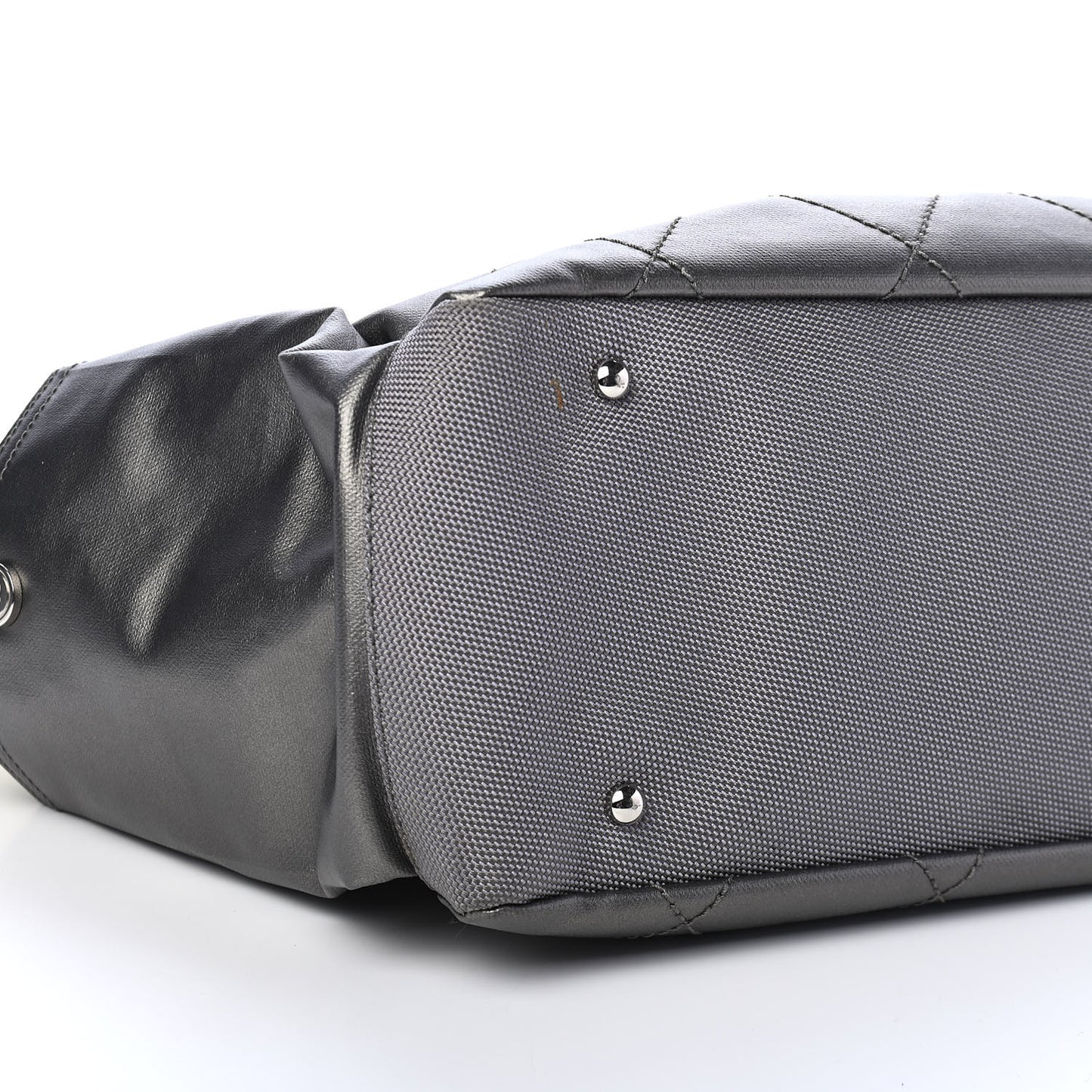 Coated Canvas Quilted Large Paris Biarritz Tote Silver