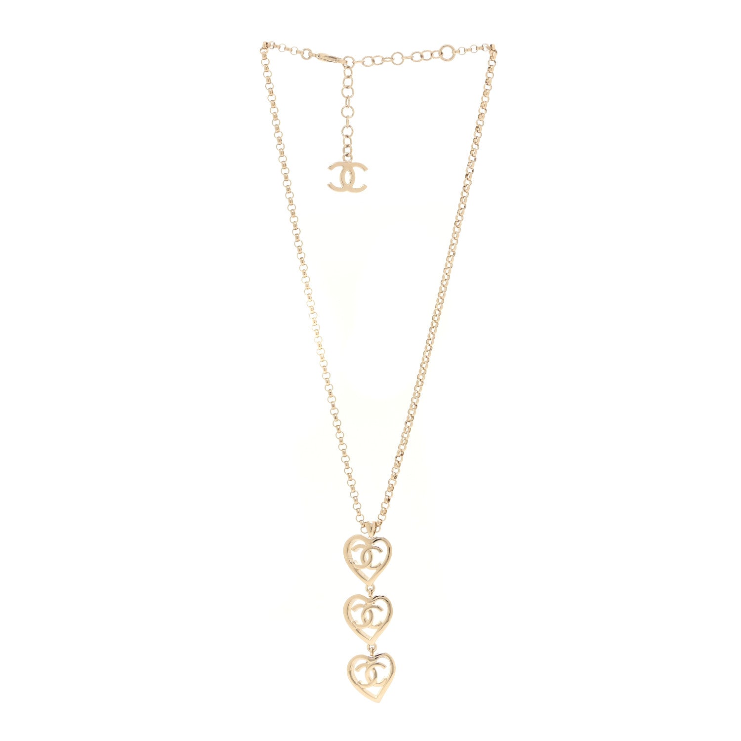 Chanel Metal CC Heart Coco In Love Drop Necklace Gold 3 of 6