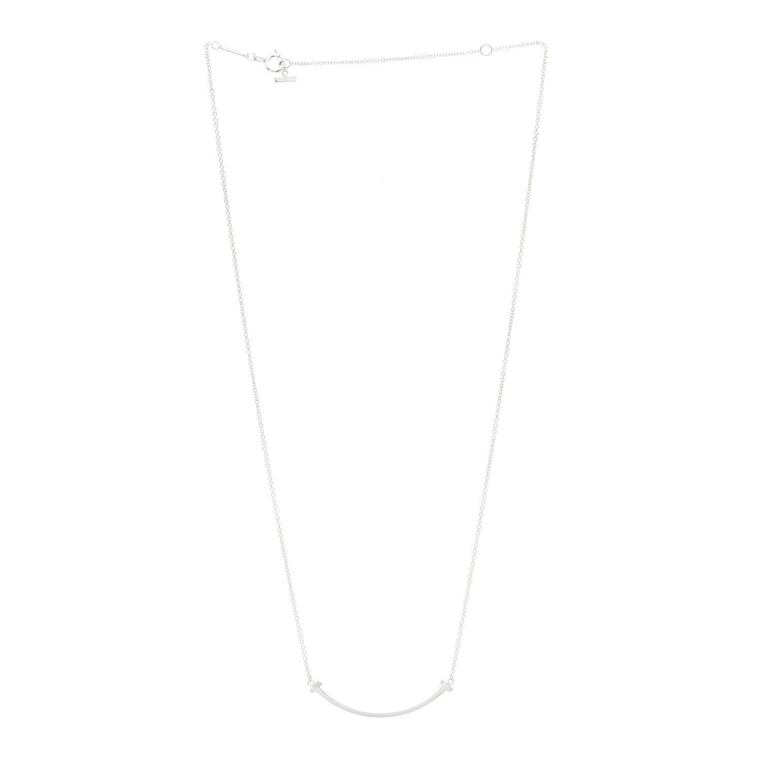 Tiffany Sterling Silver Small T Smile Pendant Necklace 3 of 6