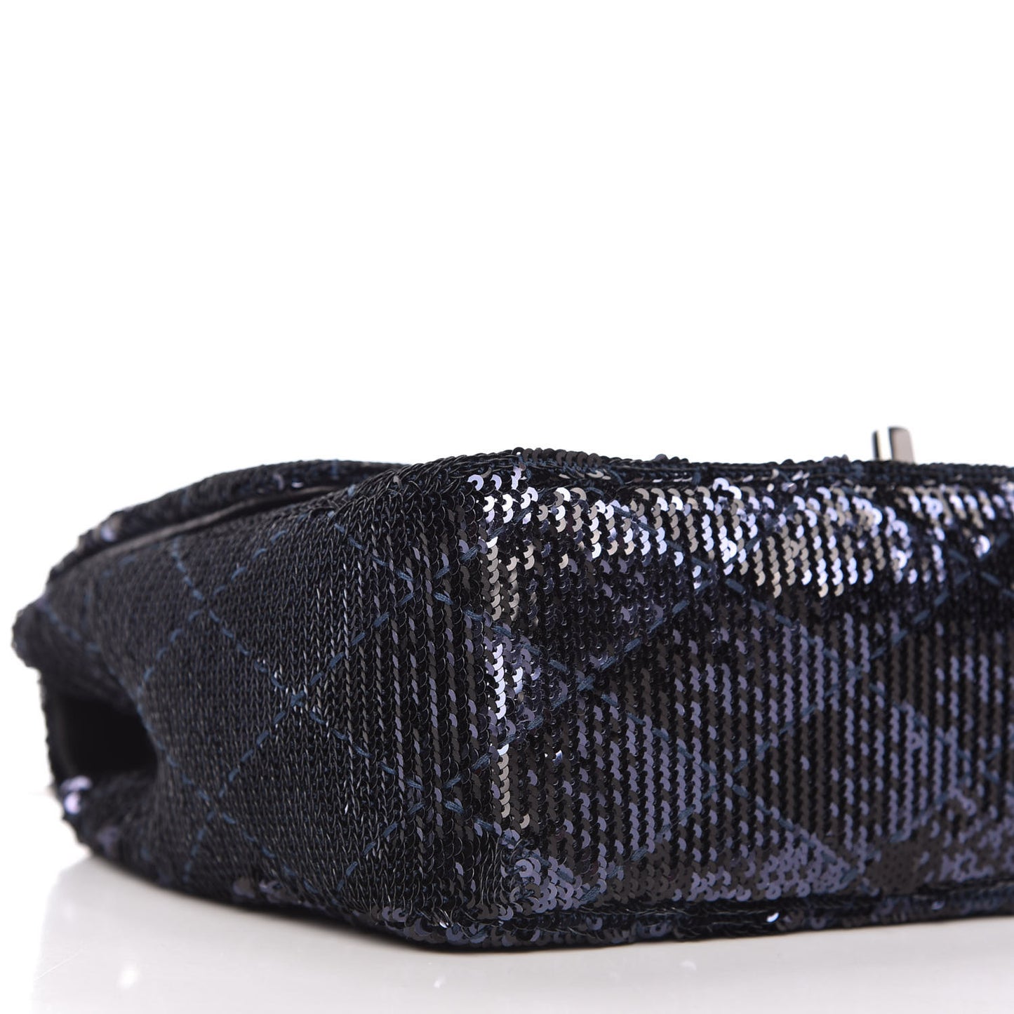 Sequin Quilted Medium Single Flap Blue