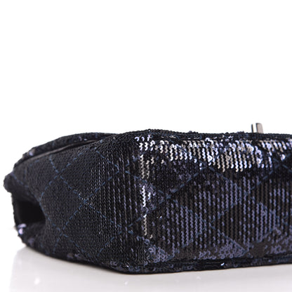 Chanel Sequin Quilted Medium Single Flap Blue 6 of 11