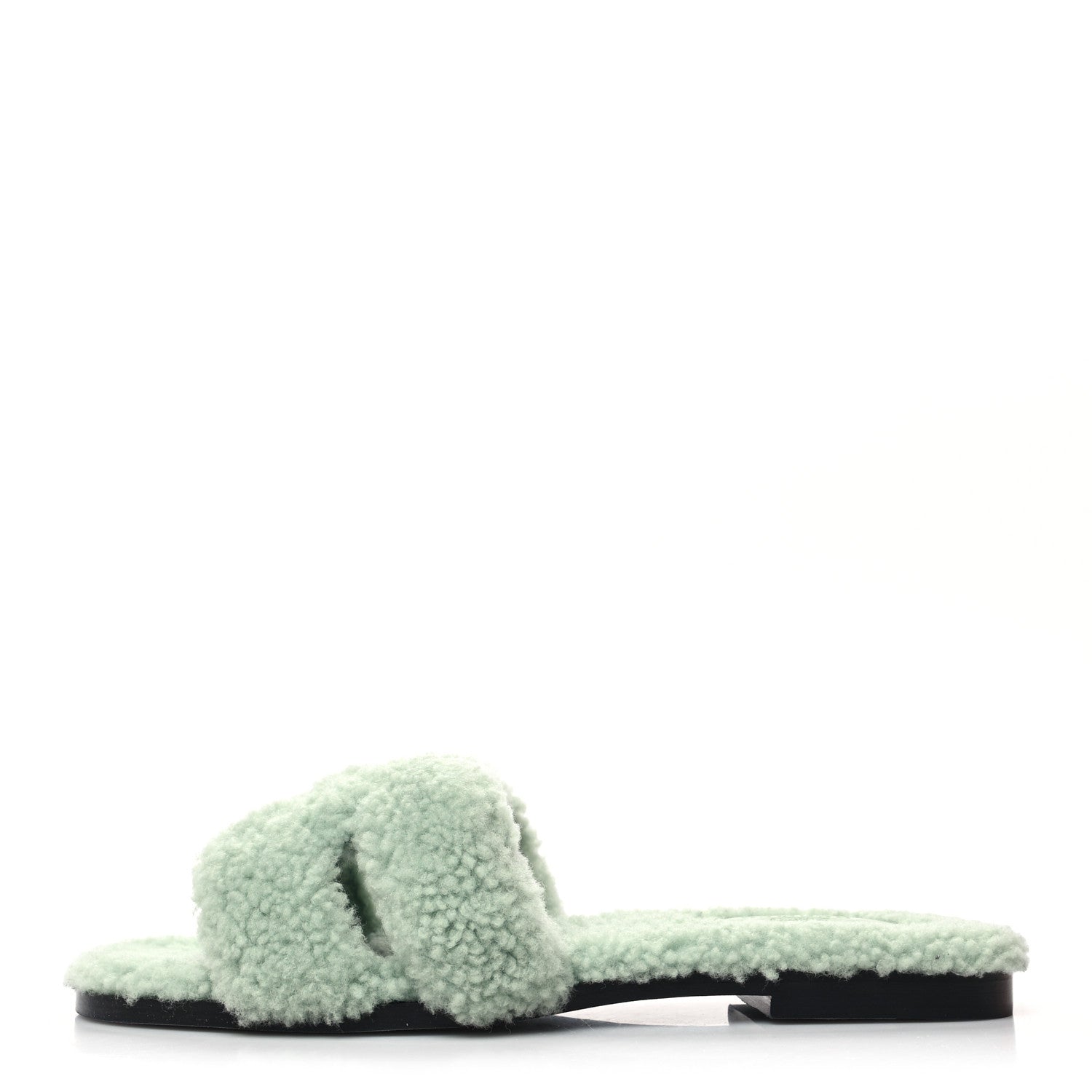 Hermes Woolskin Oran Sandals 38 Vert D’Eau 1 of 7