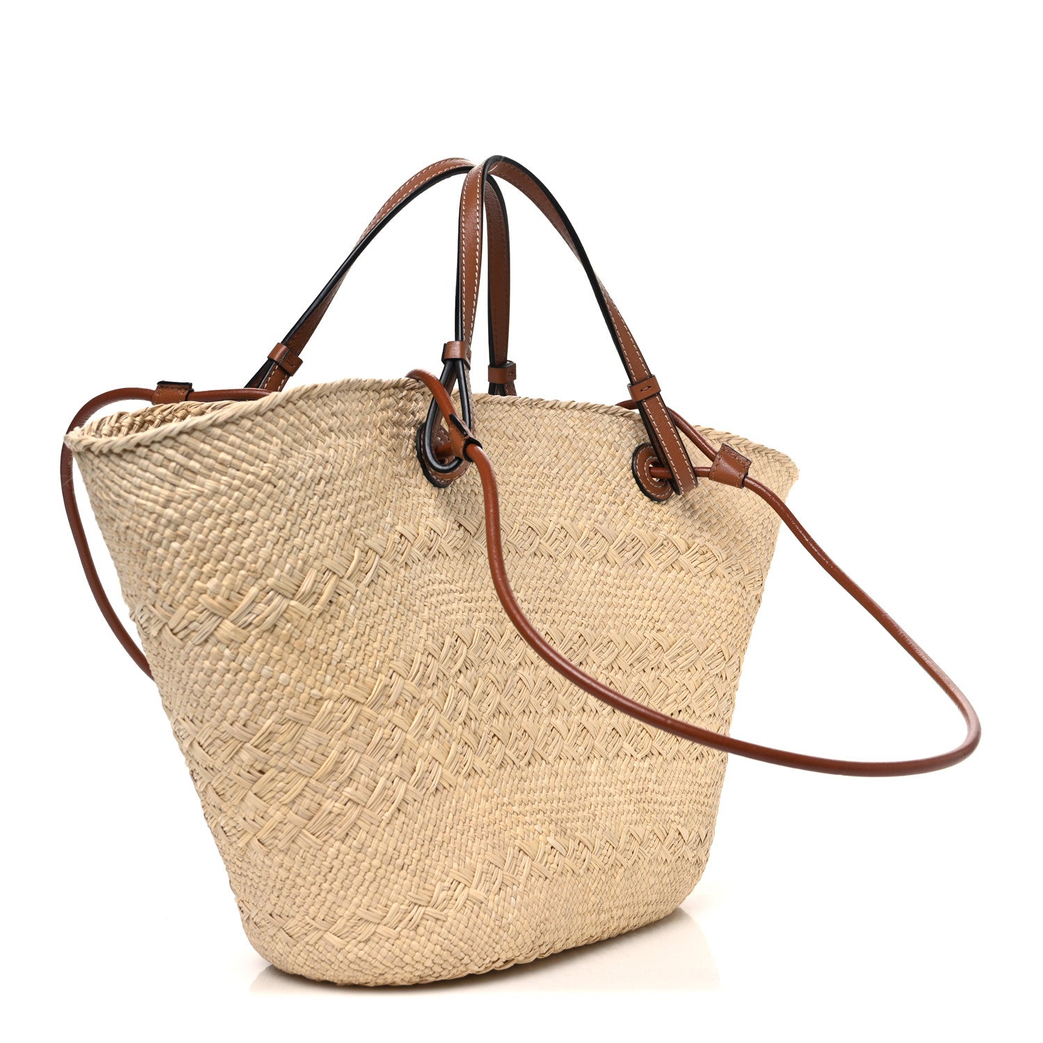 Loewe Calfskin Raffia Medium Anagram Basket Tote Bag Natural Tan 2 of 9