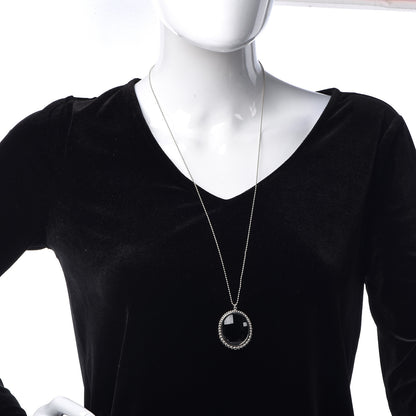 Tiffany Sterling Silver Onyx Ziegfeld Oval Pendant Necklace 2 of 6