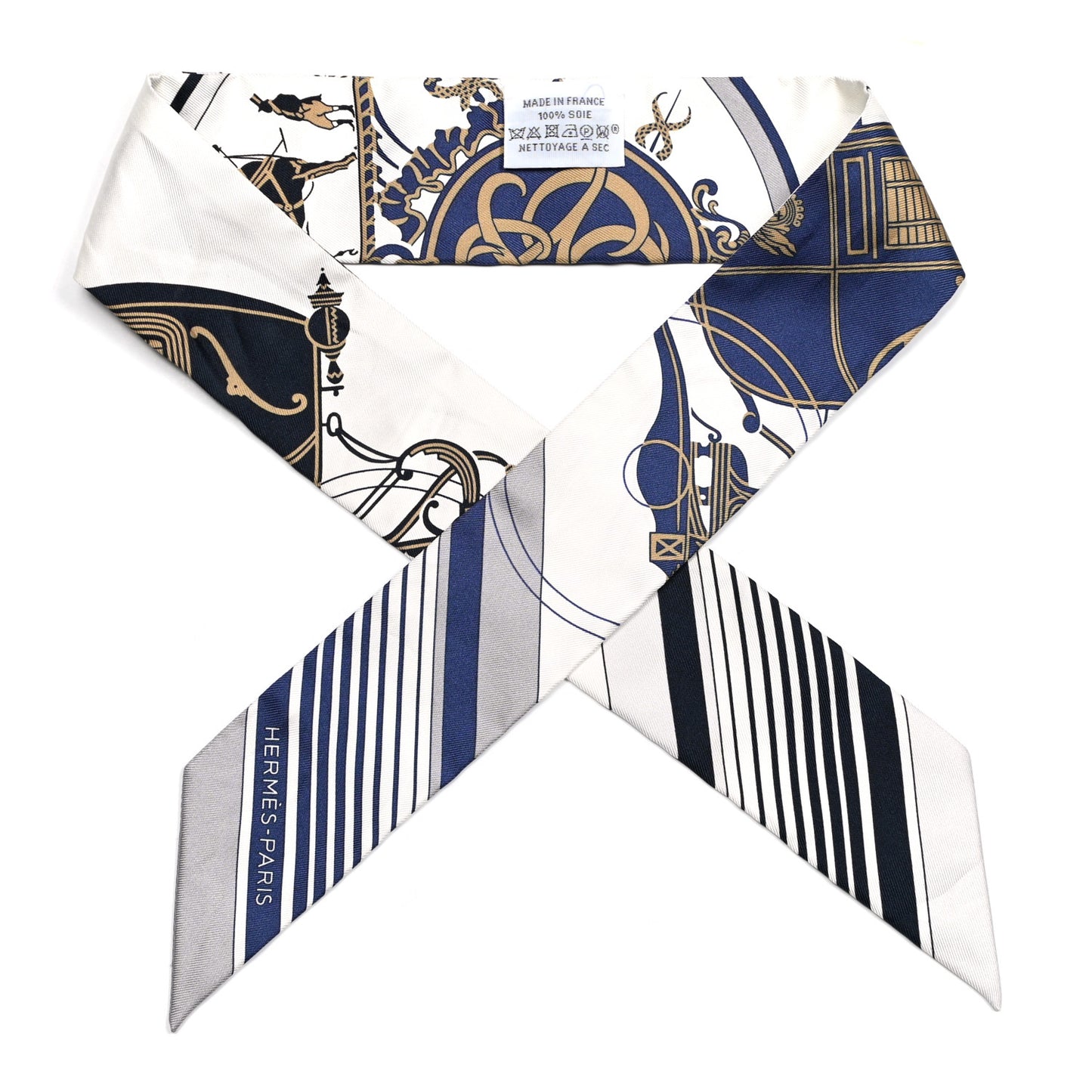 Silk Ex-Libris Twilly White Marine Gris