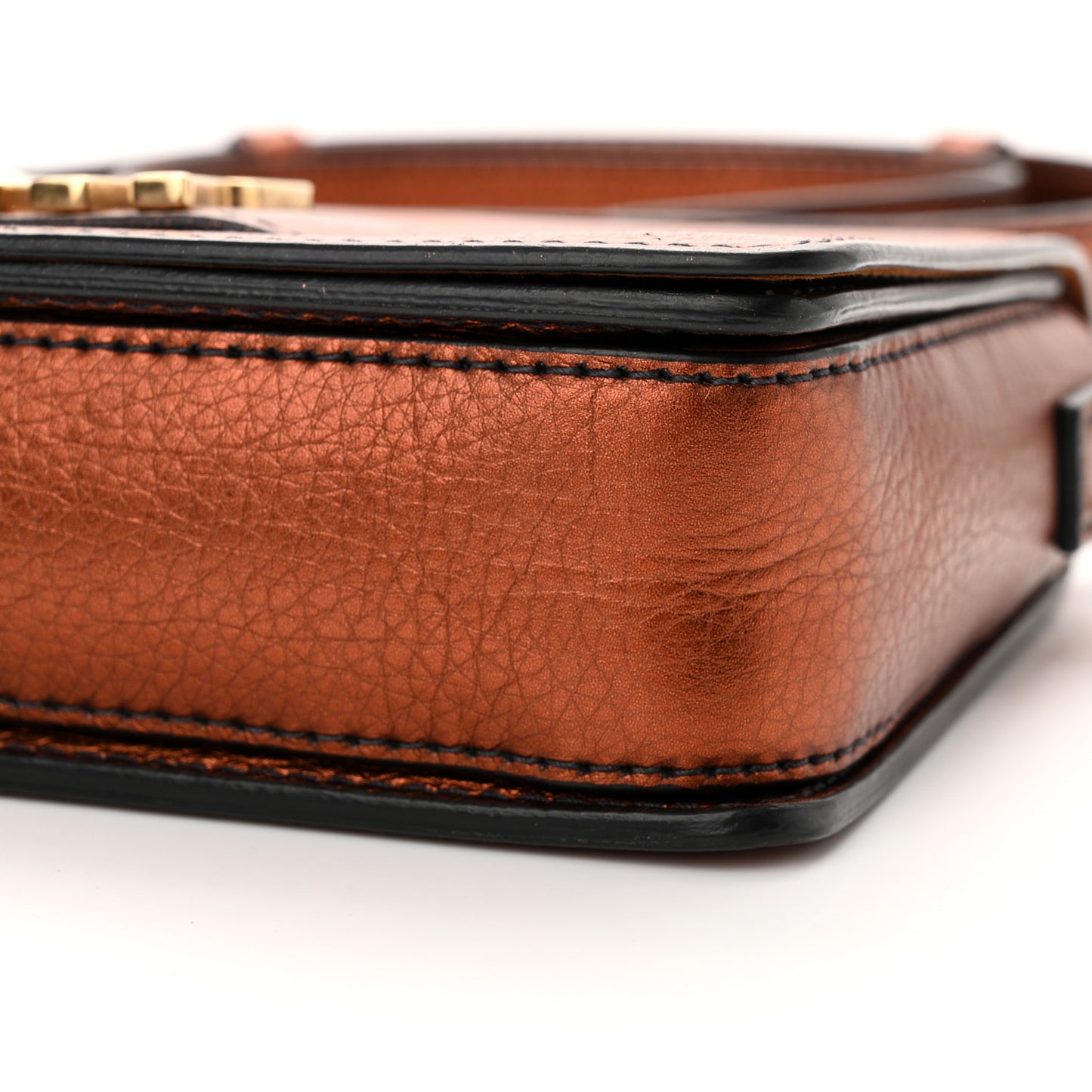 Metallic Grained Calfskin Dio(r)evolution Flap Bag Deep Orange