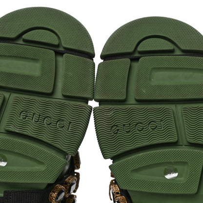 Gucci X SEGA Mesh Suede Calfskin Removable Crystals Mens Flashtrek Sneakers 8.5 Loess Black Olive Green 6 of 8