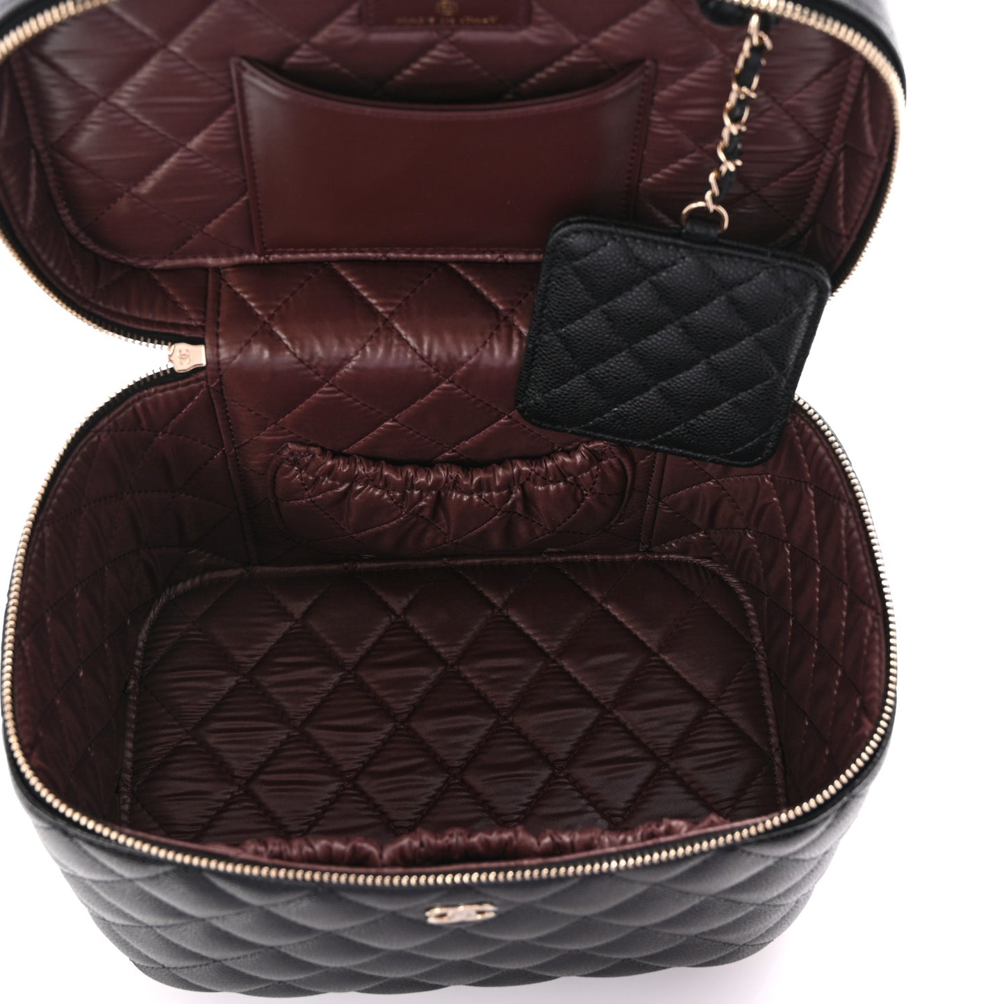 Caviar Quilted Large Vanity Pouch Black