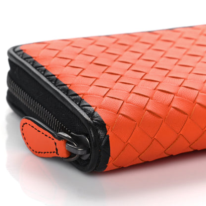 Bottega Veneta Nappa Intrecciato Zip Around Wallet Orange Black 8 of 10