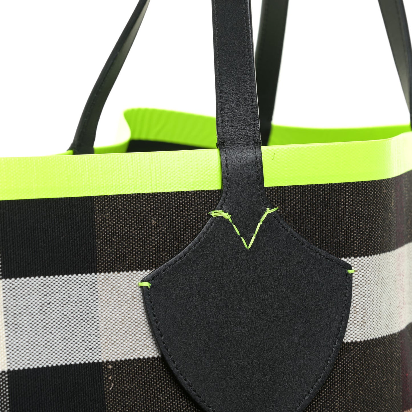Canvas Mega Check Extra Large The Giant Reversible Tote Black Neon Yellow