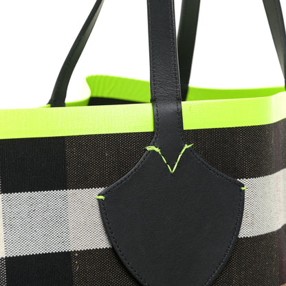 Burberry Canvas Mega Check Extra Large The Giant Reversible Tote Black Neon Yellow 9 of 10