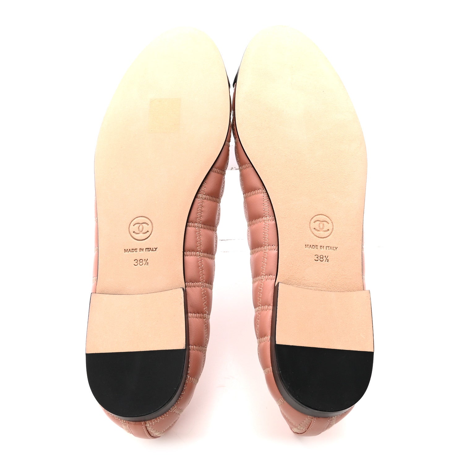 Chanel Lambskin Embroidered Grosgrain Quilted Cap Toe Ballerina Flats 38.5 Dark Pink Beige Black 6 of 9