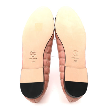 Chanel Lambskin Embroidered Grosgrain Quilted Cap Toe Ballerina Flats 38.5 Dark Pink Beige Black 6 of 9
