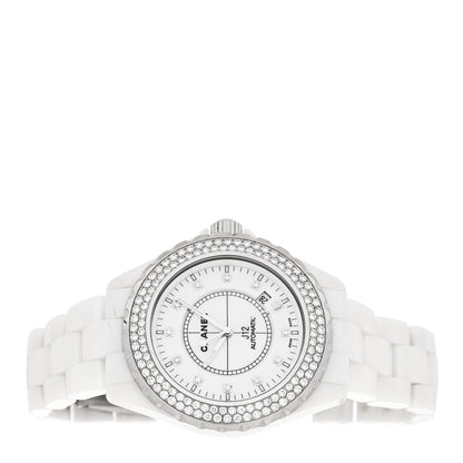 Chanel Stainless Steel Ceramic Diamond Pave Bezel 42mm J12 Automatic Watch White 2 of 4