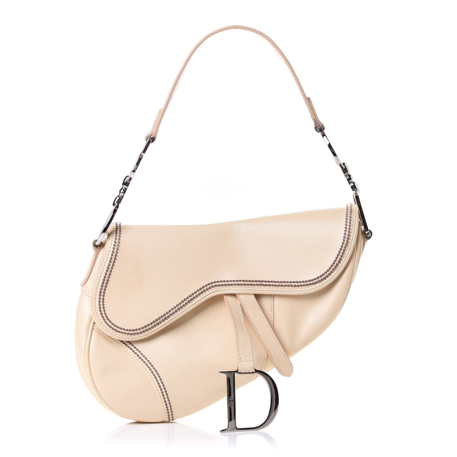 Christian Dior Grained Calfskin Saddle Bag Beige 2 of 19