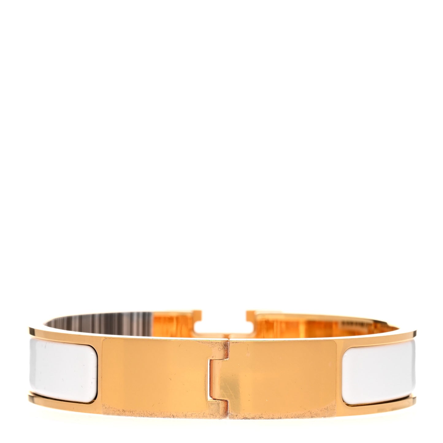 Enamel Narrow Clic Clac H Bracelet PM White