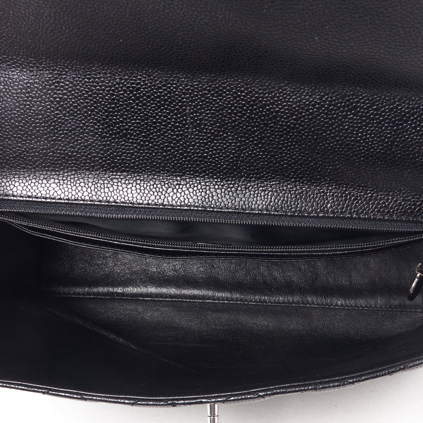Caviar Quilted Jumbo Kelly Flap Black