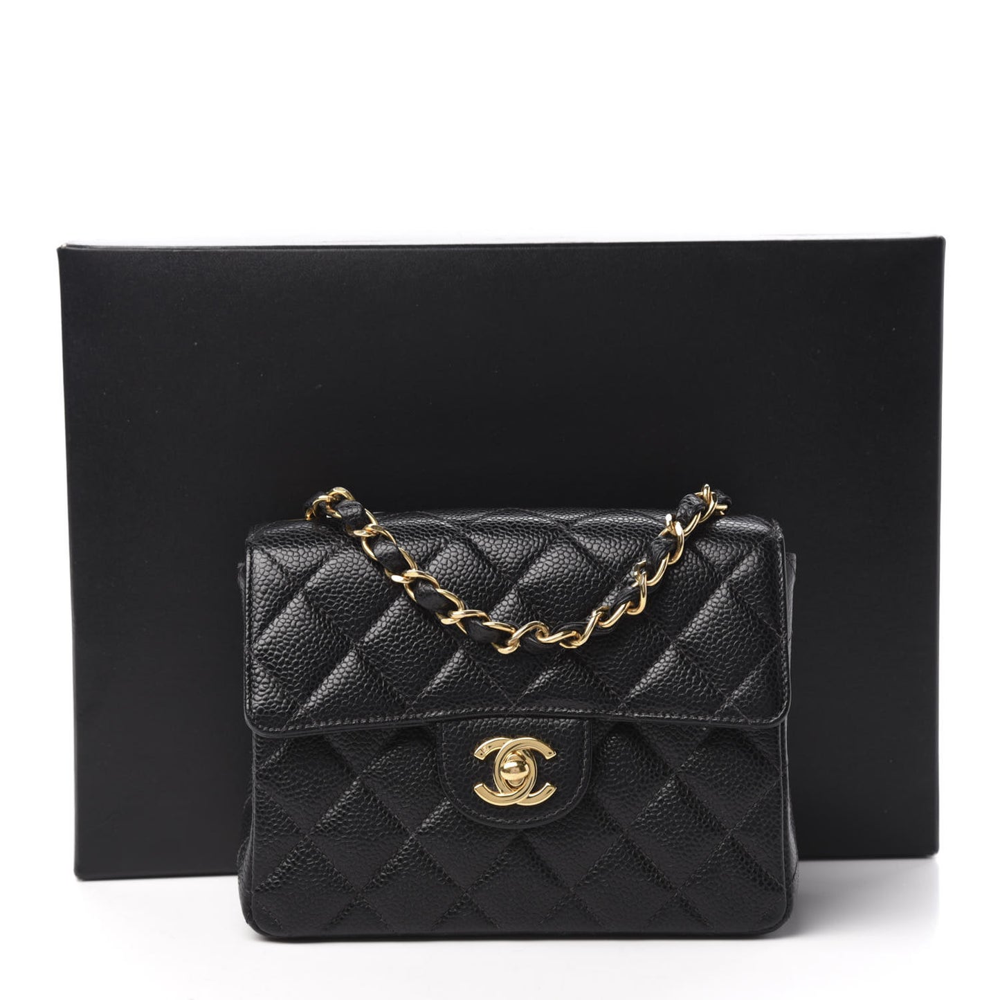 Caviar Quilted Mini Square Flap Black