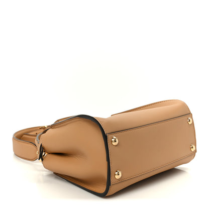 Fendi Vitello Seta Canvas FF Embroidered Mini Peekaboo Iconic Satchel Miele Scuro Poudre 3 of 12
