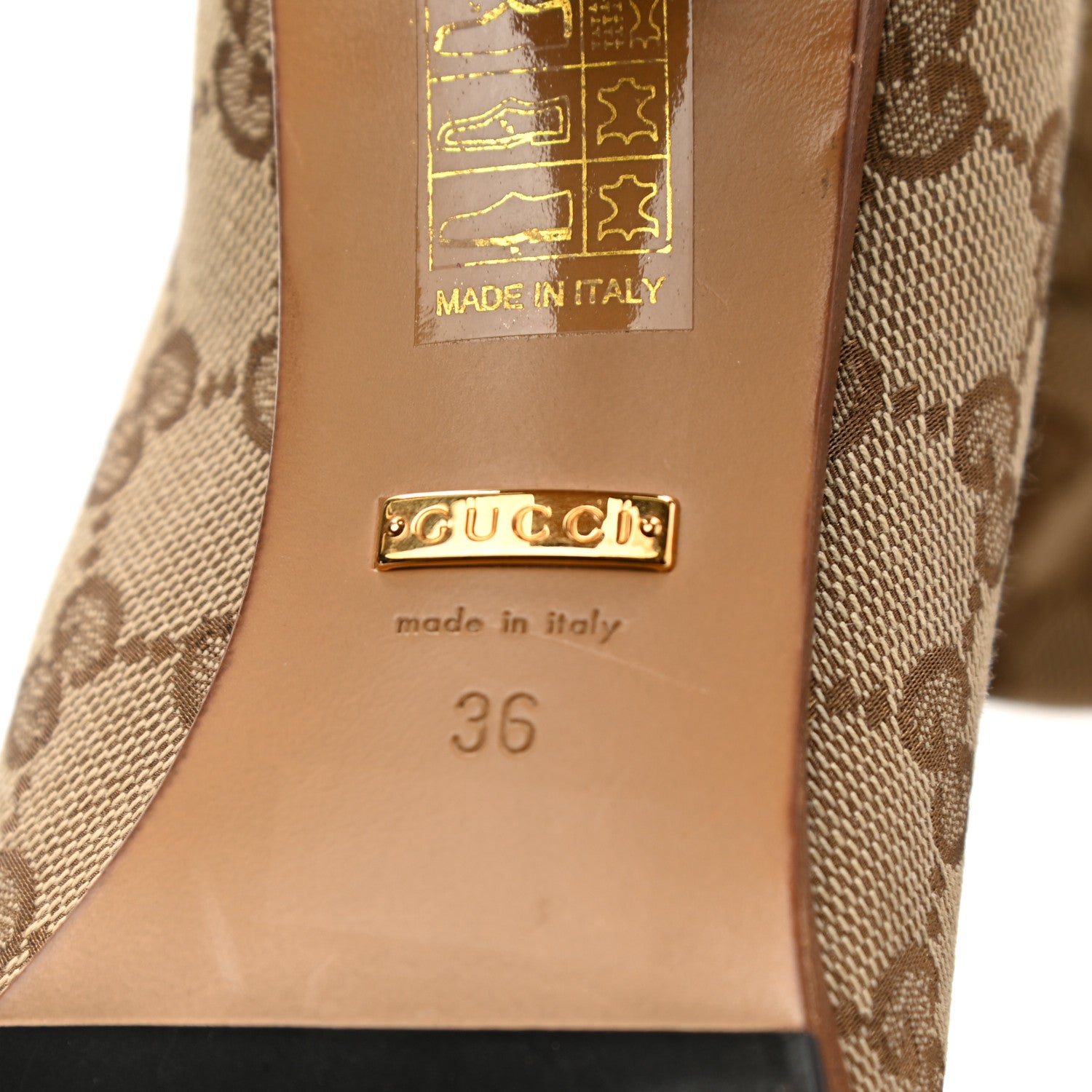 Gucci Monogram Over the Knee Boots 36 Beige Ebony 6 of 6