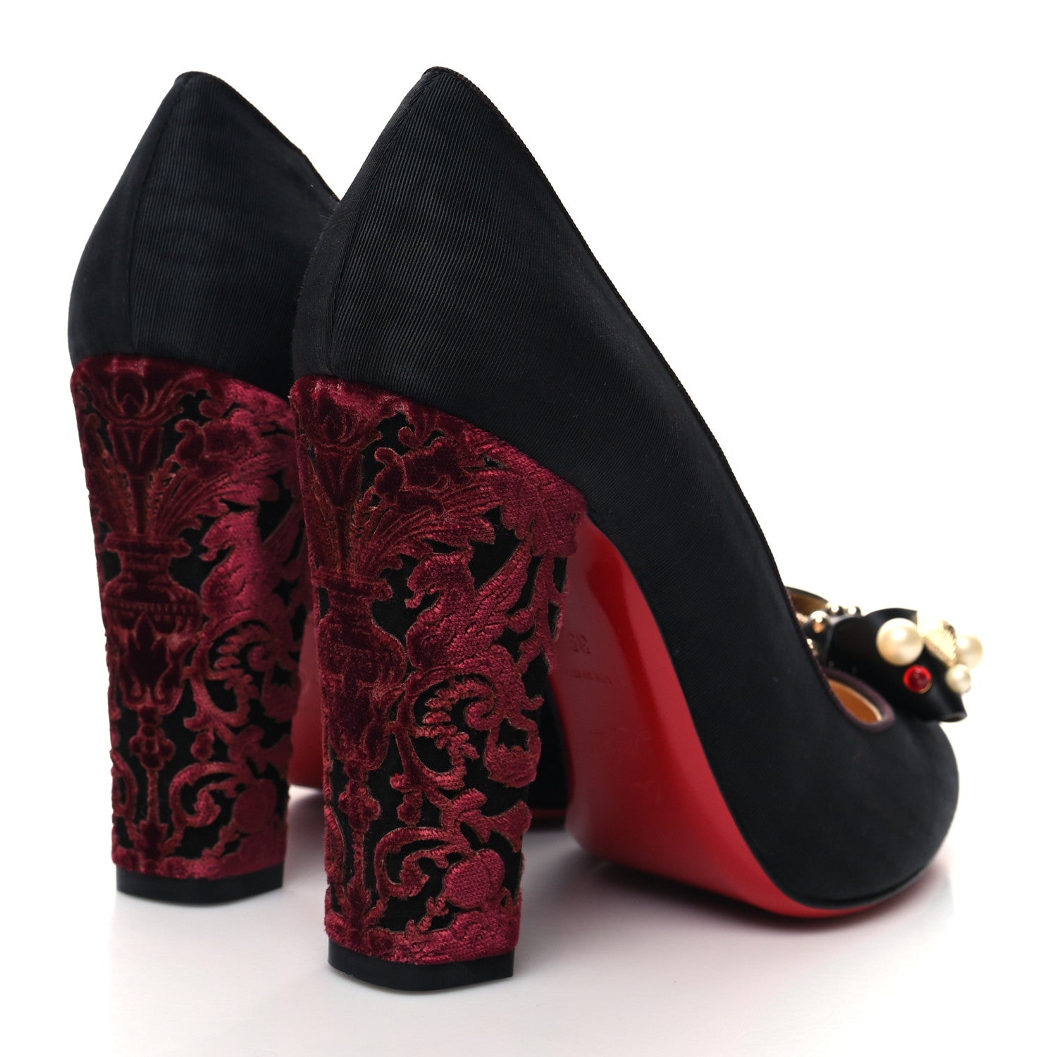 Christian Louboutin Velvet Tudor Soir 100 Block Heels 39 Black 4 of 7
