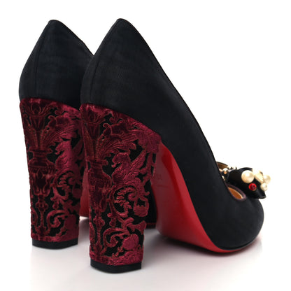 Christian Louboutin Velvet Tudor Soir 100 Block Heels 39 Black 4 of 7