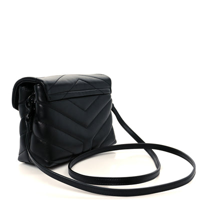 Saint Laurent Calfskin Y Quilted Monogram Monochrome Toy Loulou Crossbody Bag Black 3 of 12