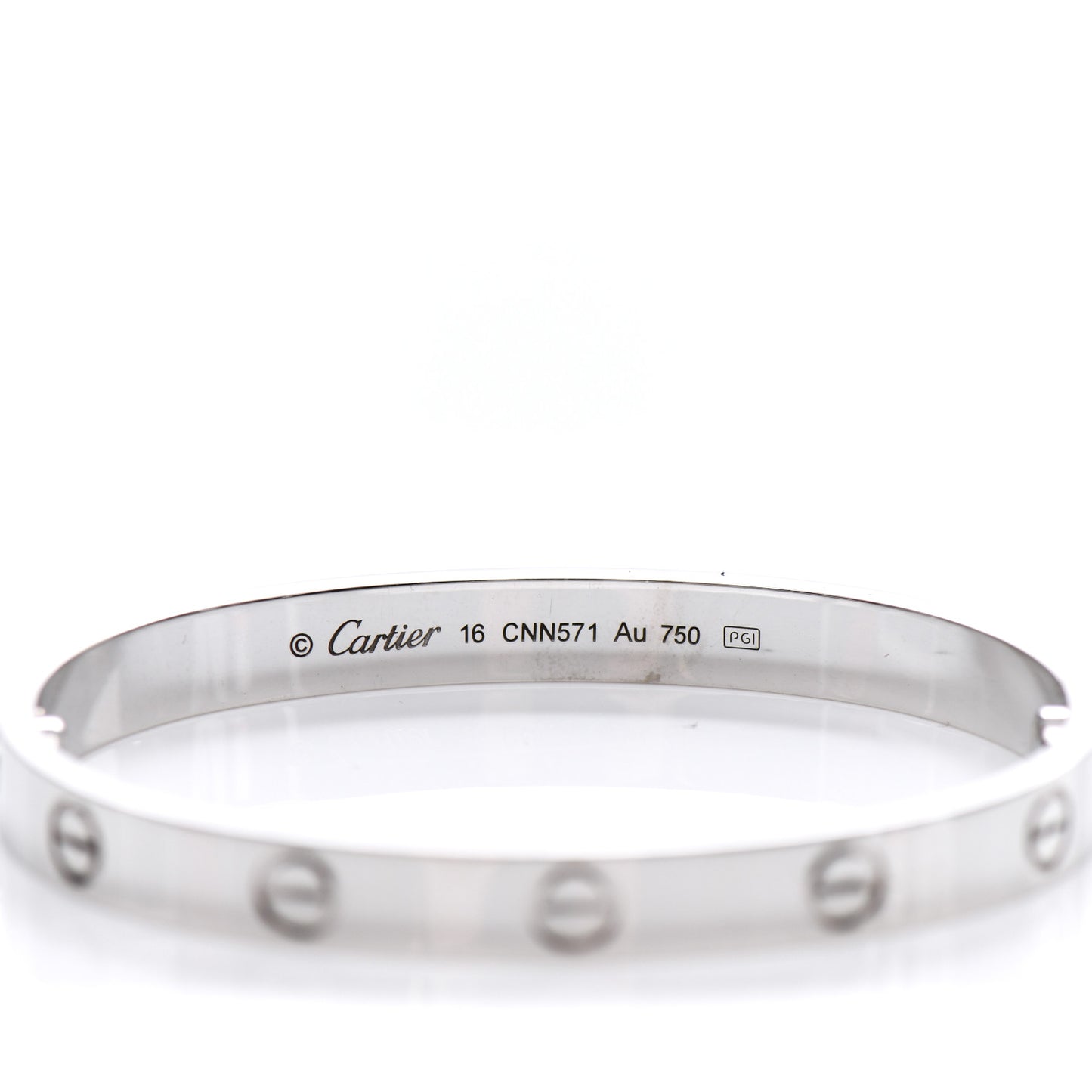 18K White Gold LOVE Bracelet 16