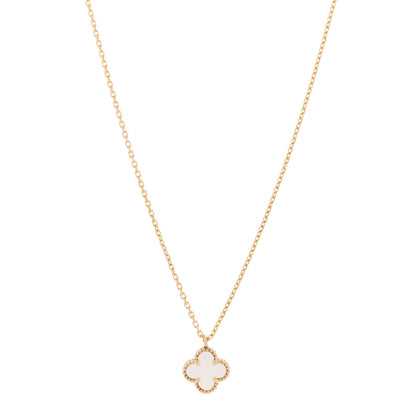 Van Cleef & Arpels 18K Yellow Gold Mother of Pearl Sweet Alhambra Pendant Necklace 1 of 7