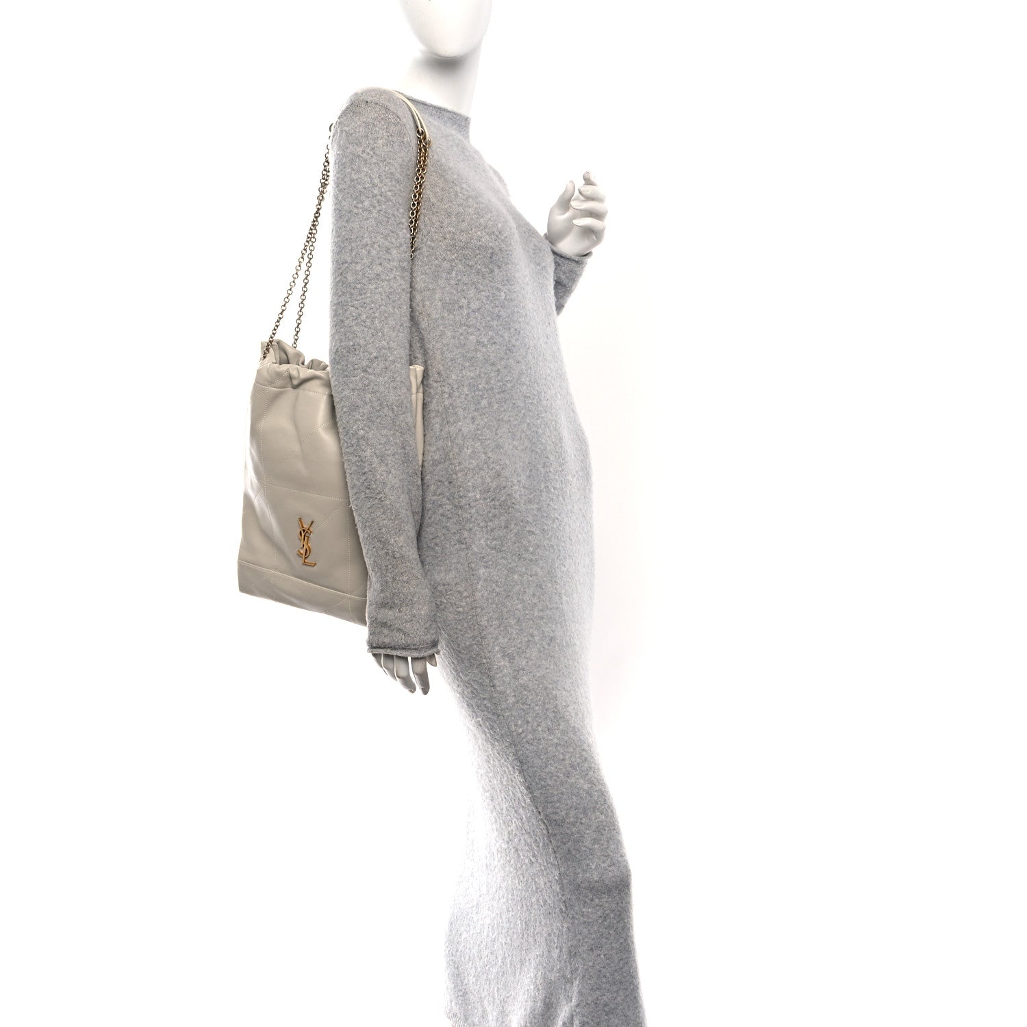Saint Laurent Lambskin Matelasse Monogram Medium Jamie 4.3 Pochon Blanc Vintage 2 of 11