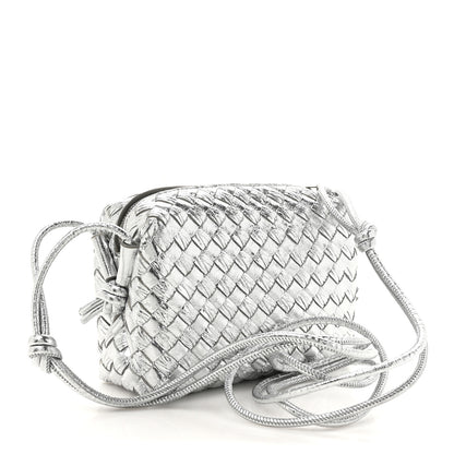 Bottega Veneta Metallic Calfskin Intrecciato Mini Loop Camera Bag Silver 2 of 10