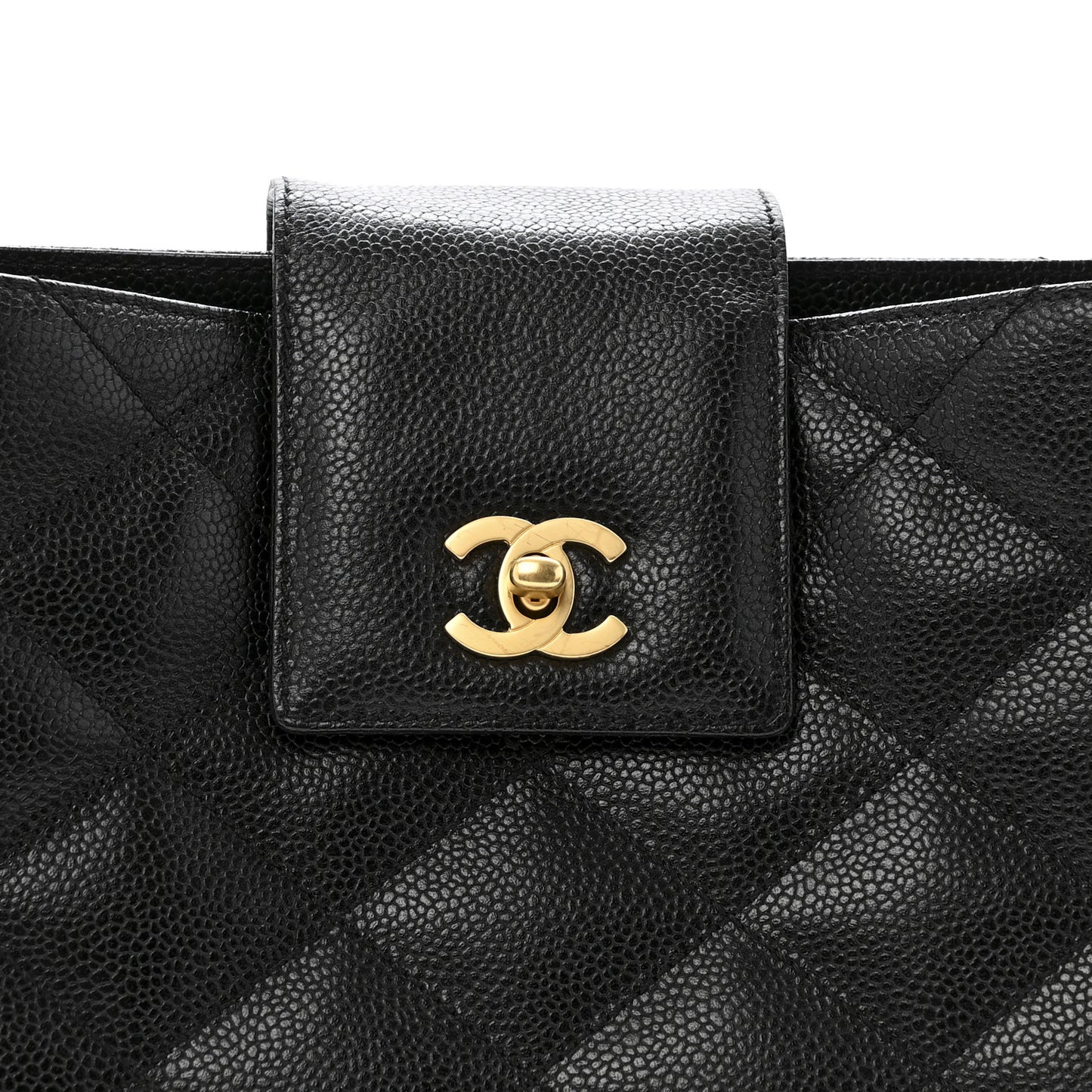 Caviar Diamond Flap Shoulder Bag Black