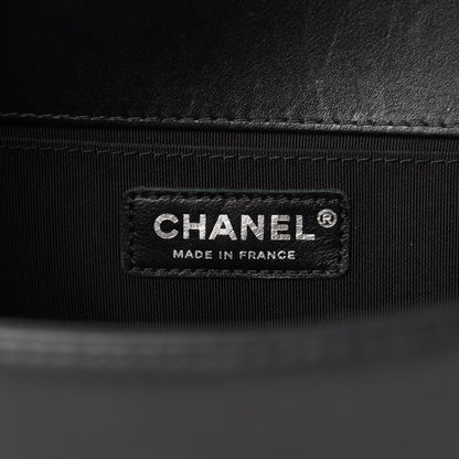 Chanel Calfskin Chevron Quilted Medium Braided Boy Flap Black 12 of 14