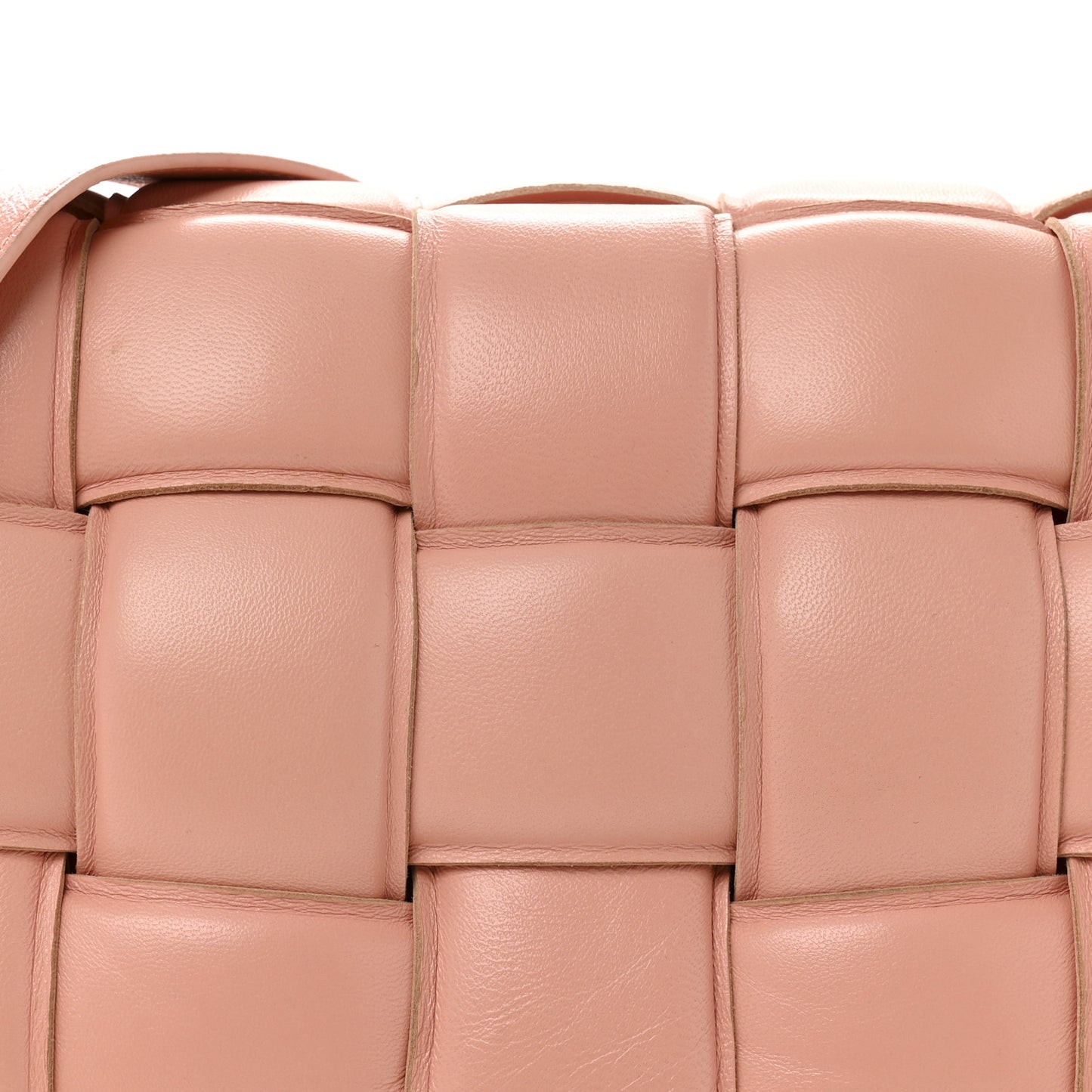 Nappa Maxi Intreccio Padded Cassette Crossbody Bag Peachy