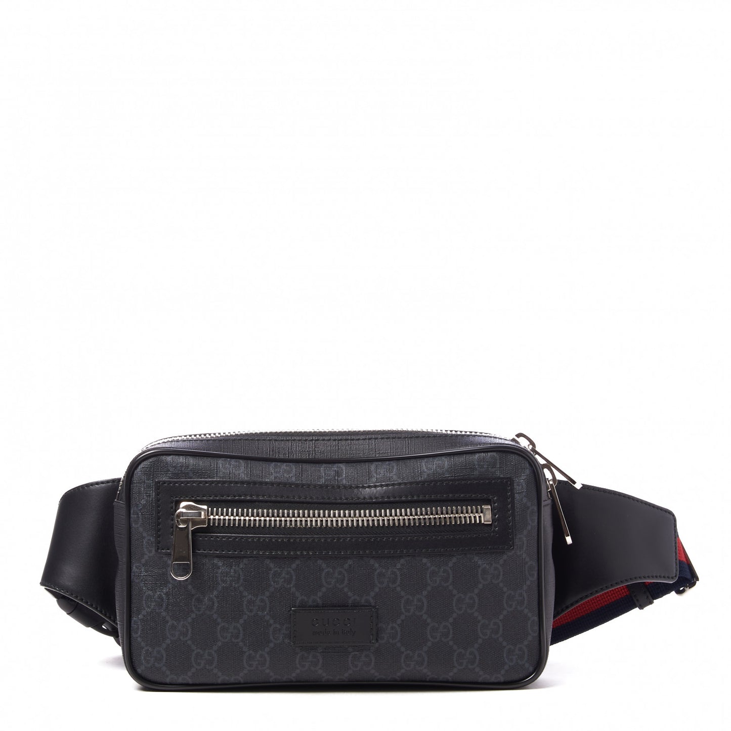 Soft GG Supreme Monogram Web Belt Bag Black Grey