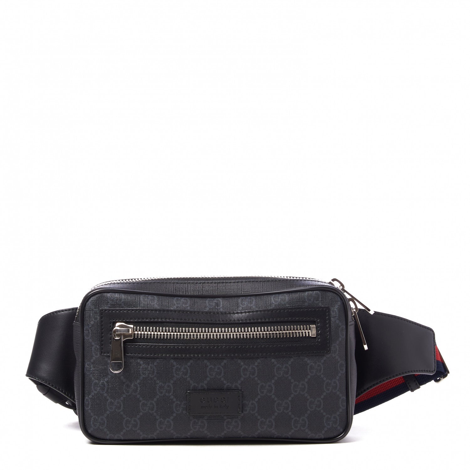 Gucci Soft GG Supreme Monogram Web Belt Bag Black Grey 1 of 8