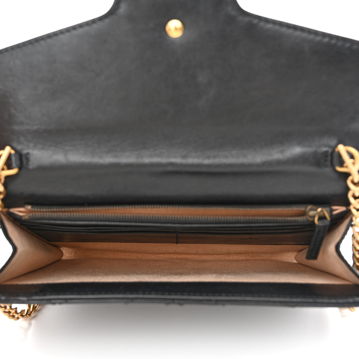Calfskin Matelasse Mini GG Marmont Chain Wallet Black
