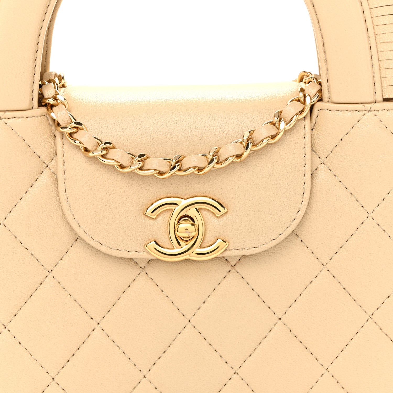 Chanel Lambskin Fringe Nano Kelly Shopper Beige 8 of 10