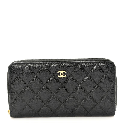 Chanel Caviar Quilted Large Gusset Zip Around Wallet Black 1 of 9