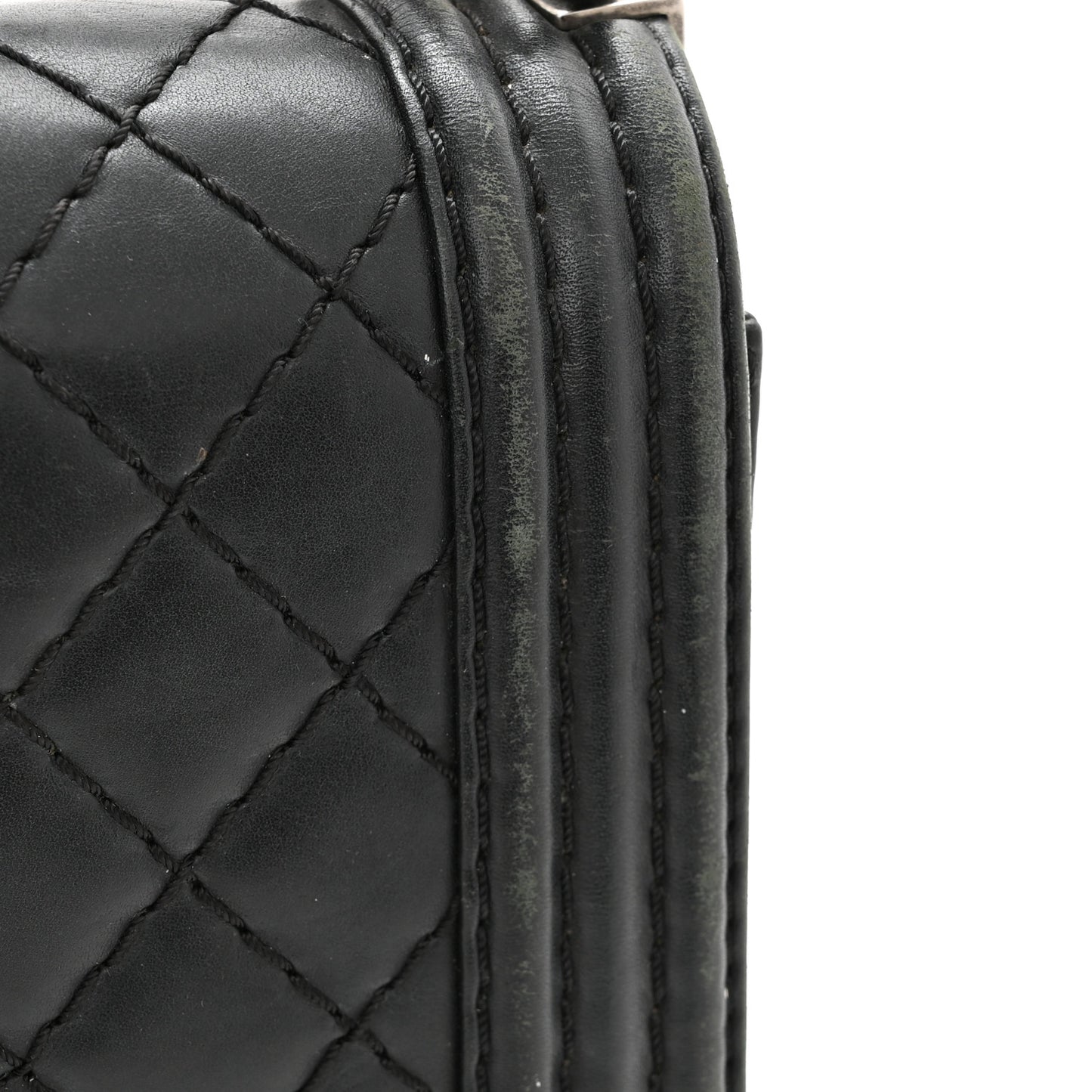 Calfskin Quilted Double Stitch New Medium Boy Flap Black