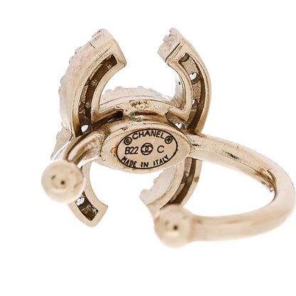 Chanel Metal Strass Lip Ring Set Gold 4 of 5