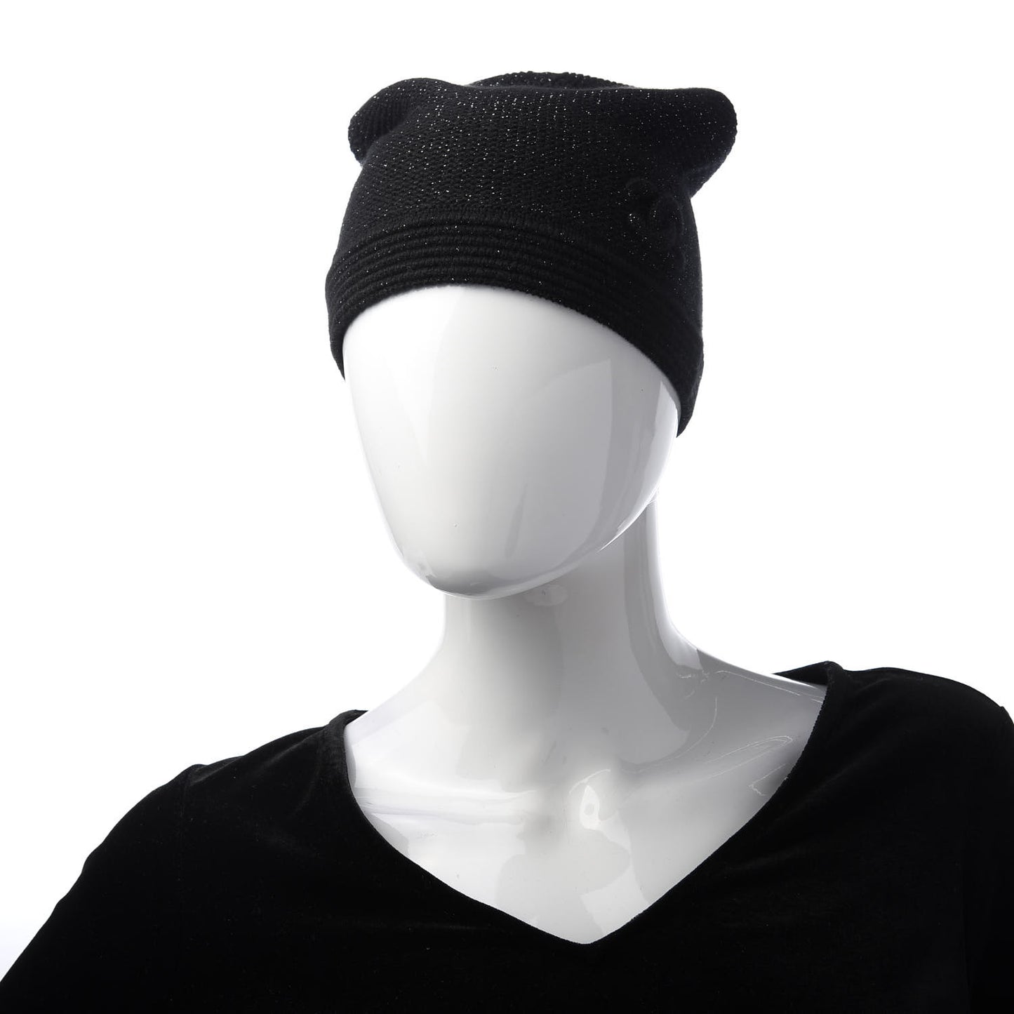 Cashmere Blend CC Beanie Hat Black