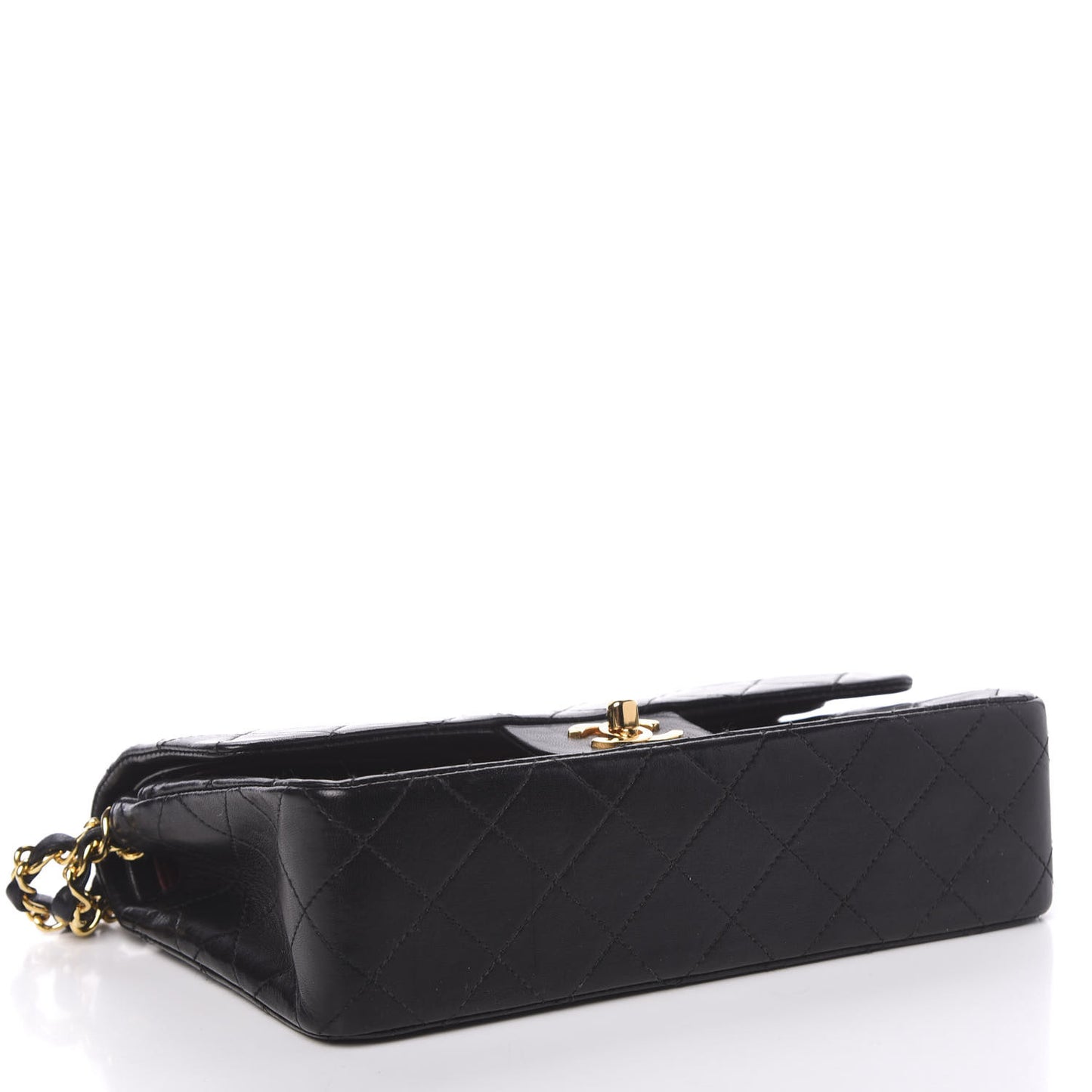 Lambskin Quilted Small Double Flap Black