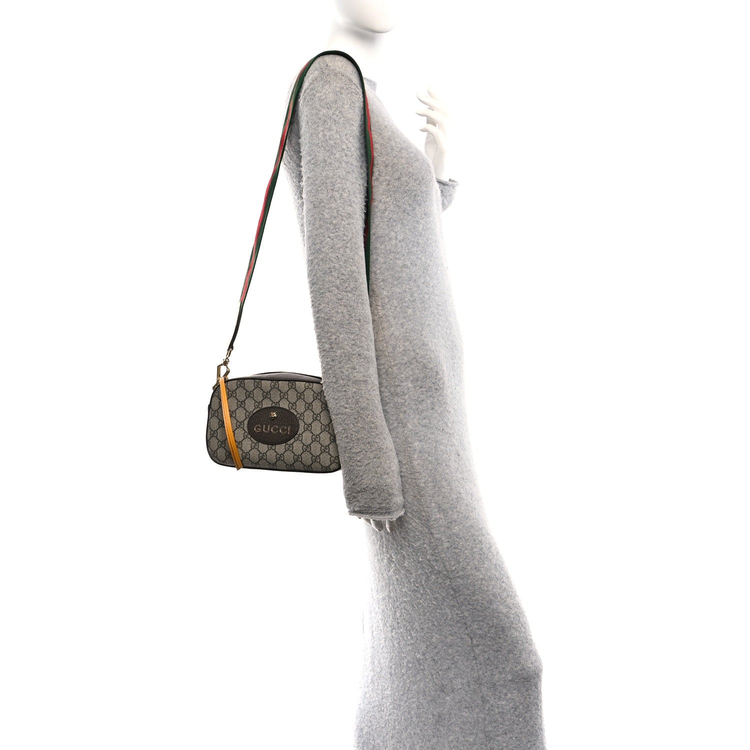 Gucci GG Supreme Monogram Web Neo Vintage Shoulder Bag Beige New Acero Crop 2 of 11